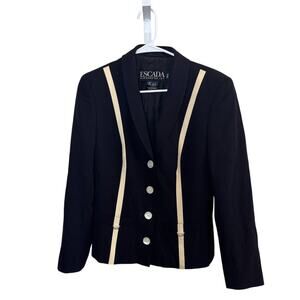 Escada By Margaretha Ley Vintage Striped Wool Blazer